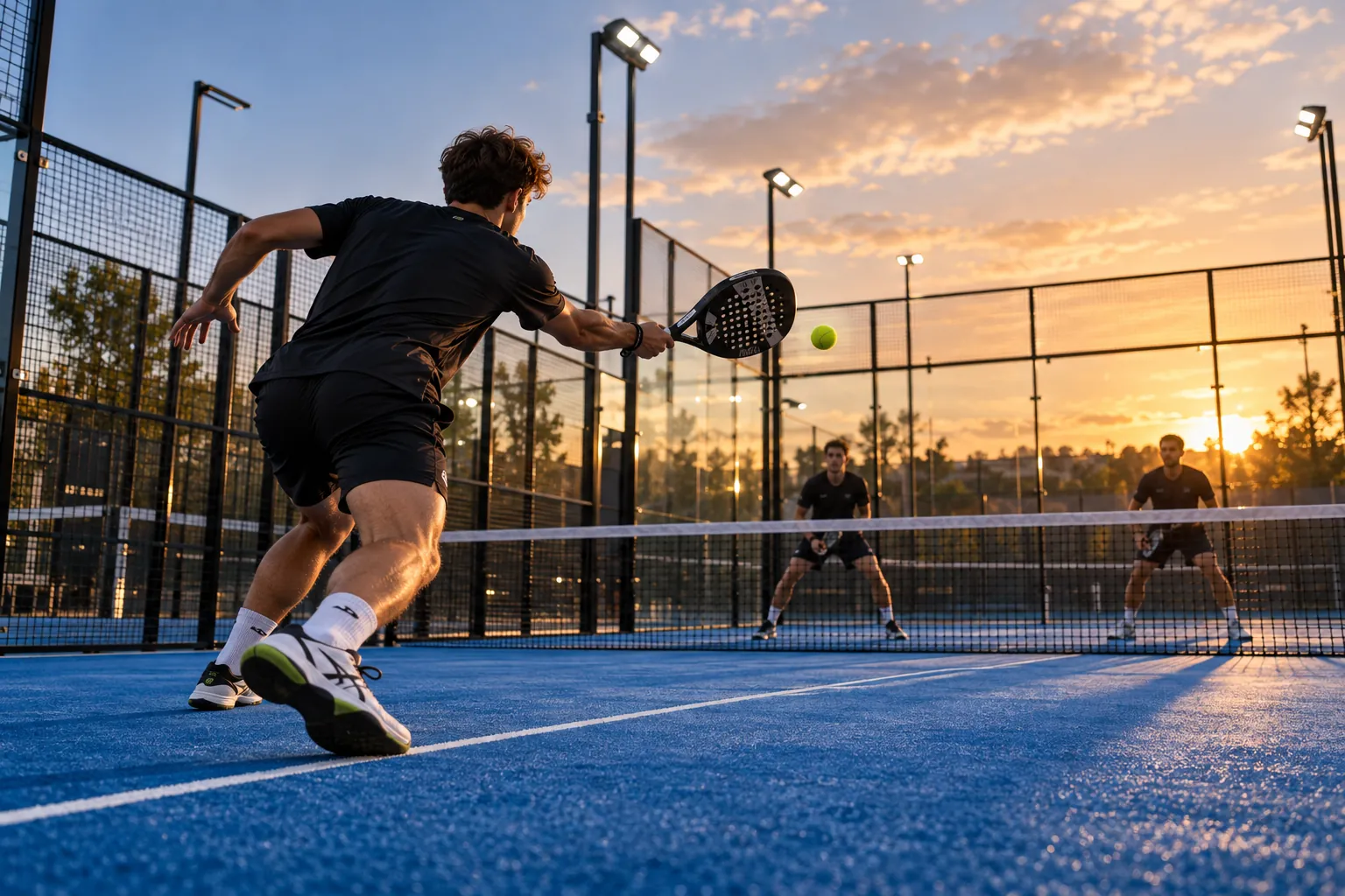 Jugador de pádel pegándole a la pelota